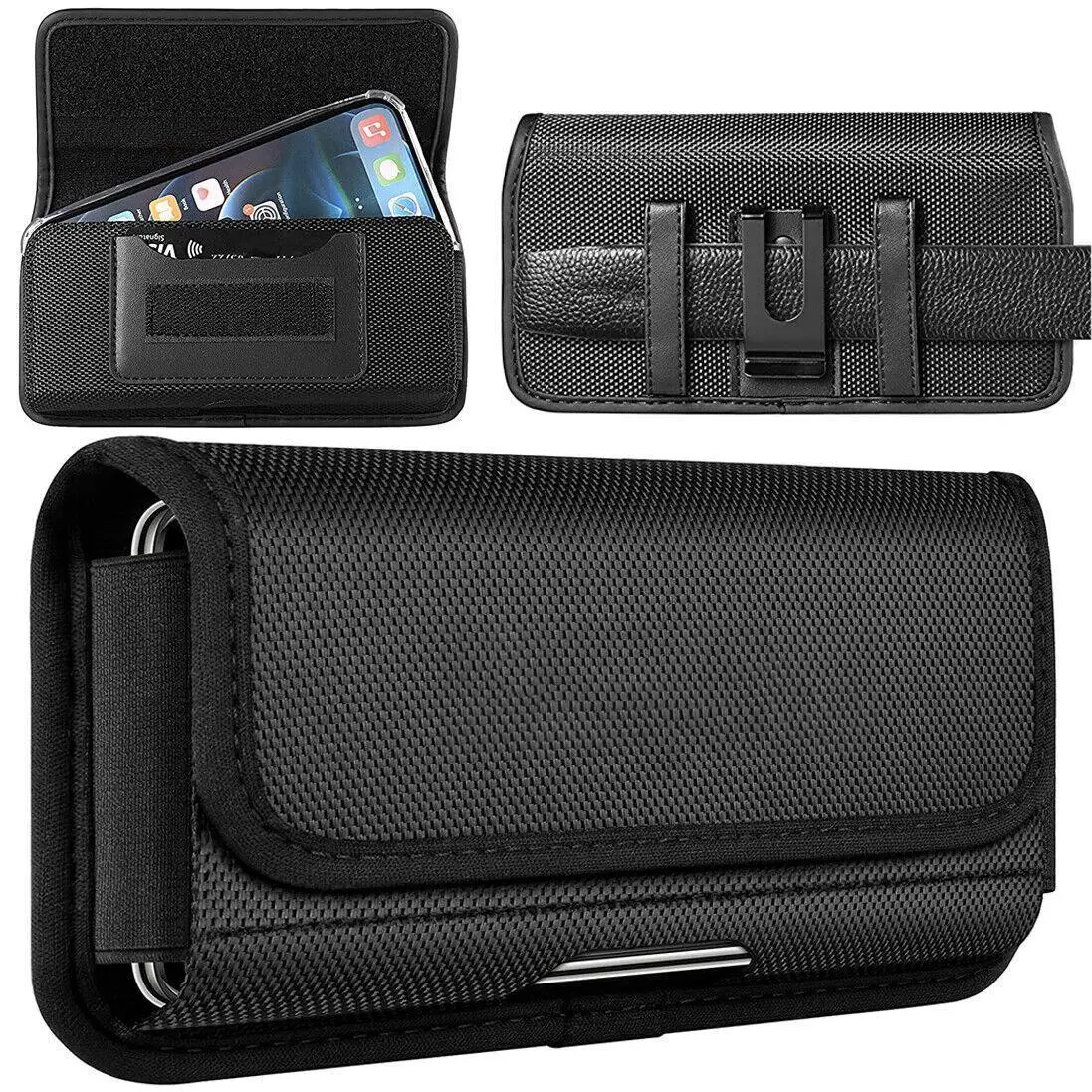 Tactical Waist Belt Side Pouch Phone Holster for Samsung - Durable Lightweight Heavy-Duty Oxford Tactical Pack with Metal Clip, Card Holder, Key Ring, Fits Galaxy S25/24/23 Ultra, Z Fold/Flip, Outdoor Work Hiking