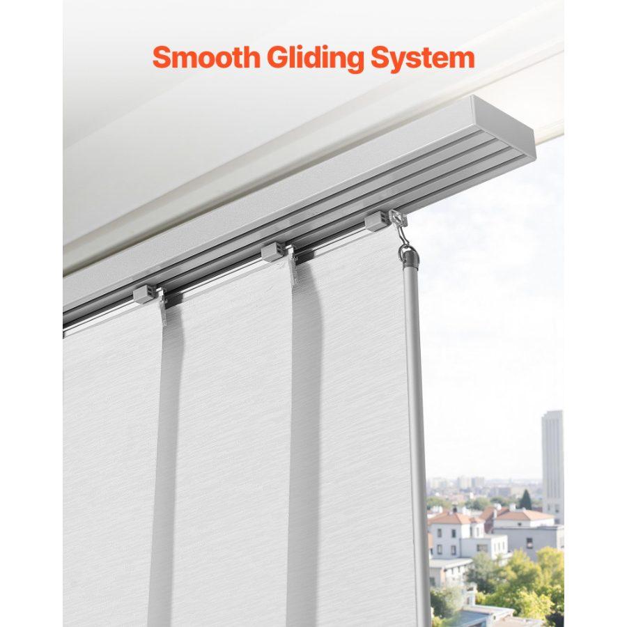 VEVOR Panel Track Blinds, Extendable Track from 45.8 in to 86 in W, Trimmable Panel Curtains Up to 96 in H, Adjustable Vertical Panel Blinds for Sliding Doors, Patio Doors, Room Divider, Window, White