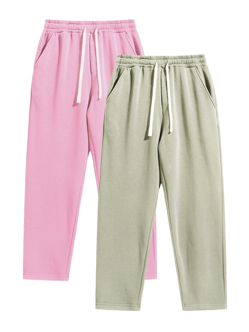 Men's Solid Thermal Lined Pants with Drawstring Waist, Comfy Regular Fit Straight Leg Trousers for Fall & Winter, Men's Bottoms for Daily Wear Thermal Menswear