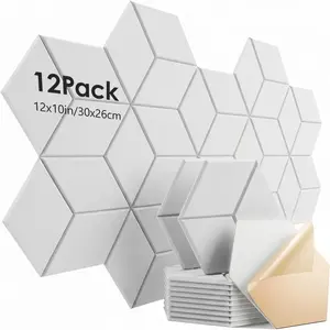 Acoustic  Panels 12 Pack,Hexagon Y-Lined Soundproof  Wall Panels,Self Adhesive High-Density Acoustic Panels,Sound Proofing Panels for Walls,Reccording Studio,Office,Ceiling,12" X 10" X 0.4"