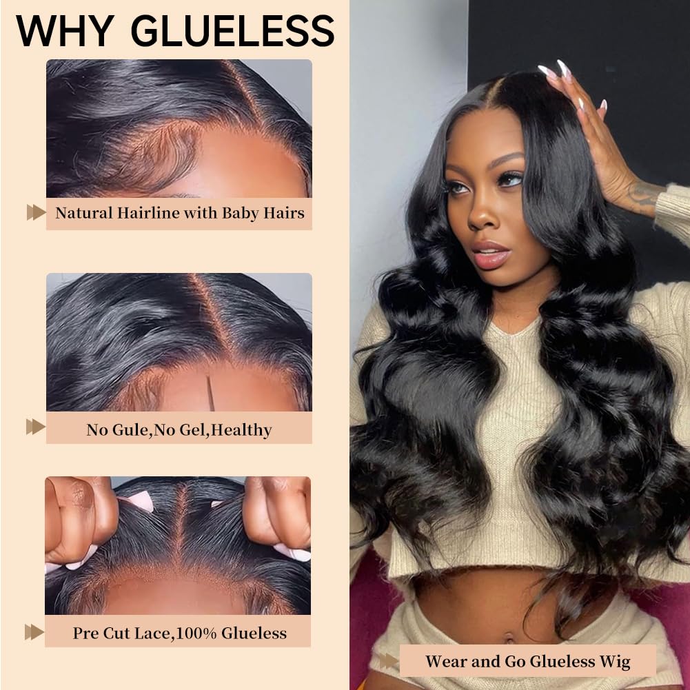 Bling Hair Wear 6x4 Body Wave Glueless Wig Human Hair Ready To Wear Brazilian 5x5 Lace Closure Wigs Long Straight For Women Pre plucked Sale 180% Density 12-36 Inch
