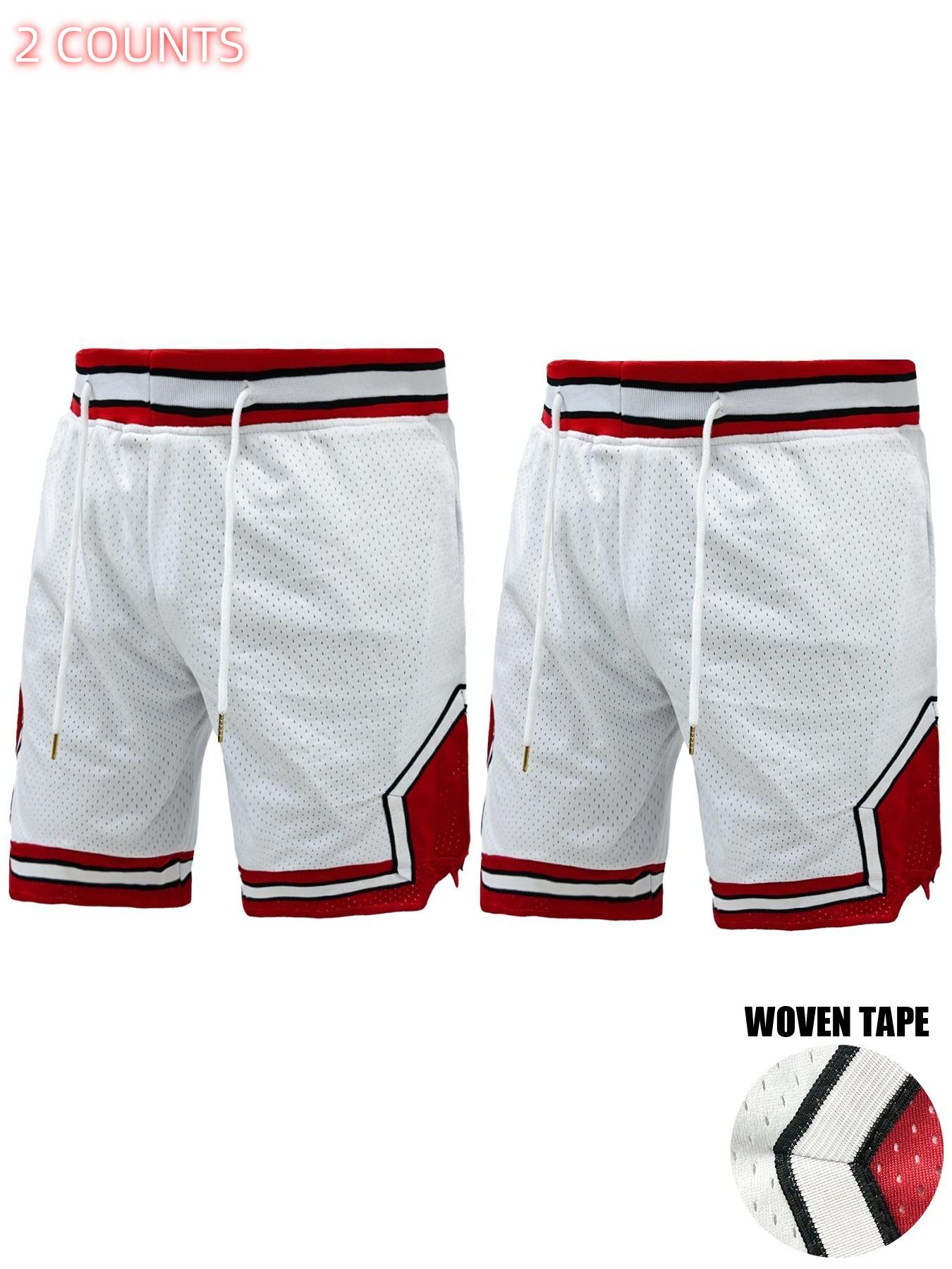 Men's Letter & Figure Print Drawstring Waist Gym Shorts, Casual Breathable Hollow Out Straight Leg Shorts for Daily Wear, Men's Bottoms for All Seasons