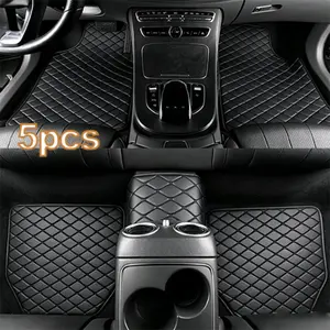 5 Piece High-Quality Universal Car Mats Set, Leather-Look Full Coverage, Anti-Slip Durable, Waterproof Stain-Resistant, Easy Clean, All Seasons, Automotive Mats