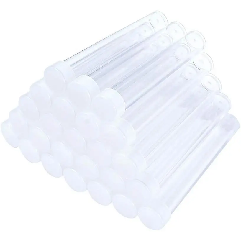 Clear Plastic Chunky Bamboo Tube Beads 100Pcs Transparent Storage Test Tubes with Caps 78x13mm (3.07x0.5 inch)