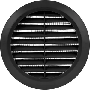 4 Inch Black Round Soffit Vent Cover, Air Vent Louver Grill with Built-in Mesh Screen, HVAC Vent for Home Office Dryer Kitchen Bathroom Ceiling Wall
