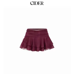 Cider Shimmering Low Rise Ruffle Bubble Mini Skirt
