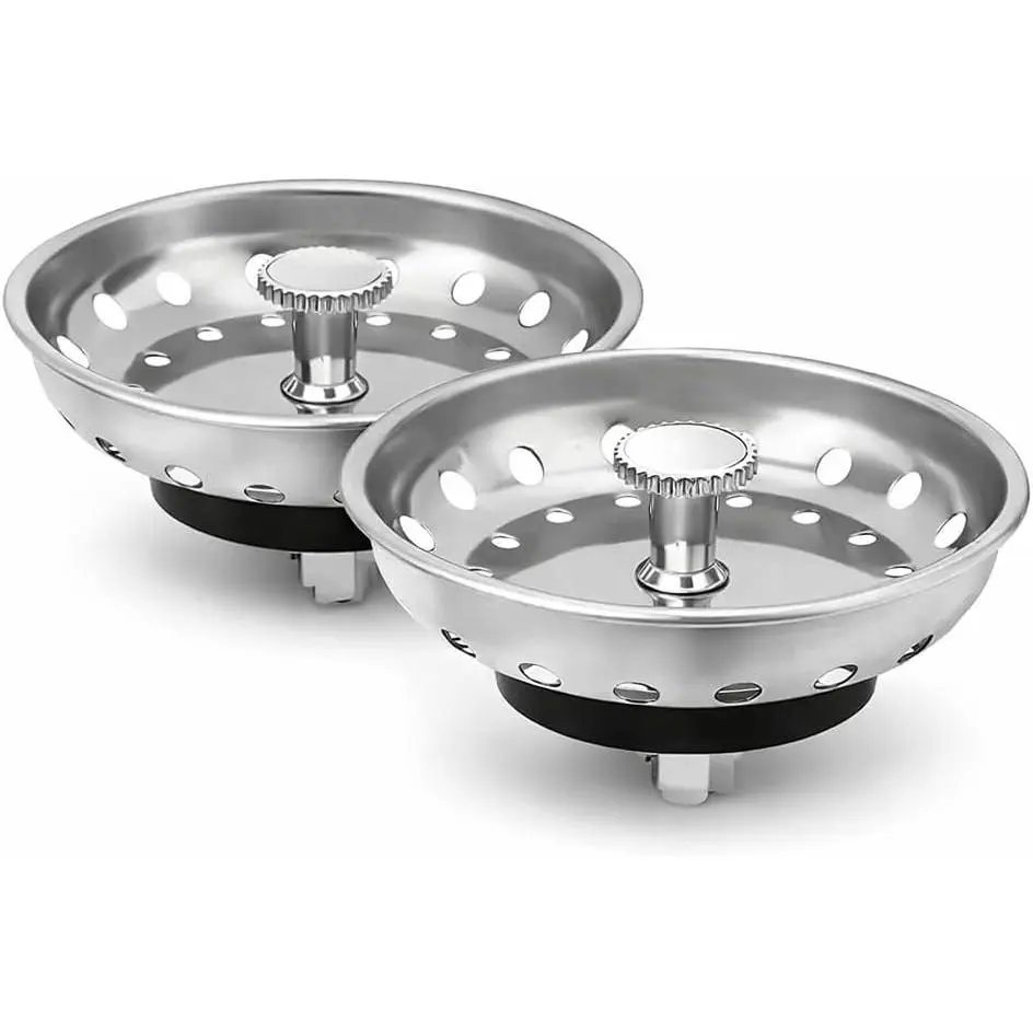 Kitchen Sink Drain Strainer 2 Pack of Stopper Combo Basket  for 3-1/2 Inch Drain I Sink Drain Basket Stainless Steel Bathroom Sink Strainer | Bathtub Strainer Sink Hair Drain Screen