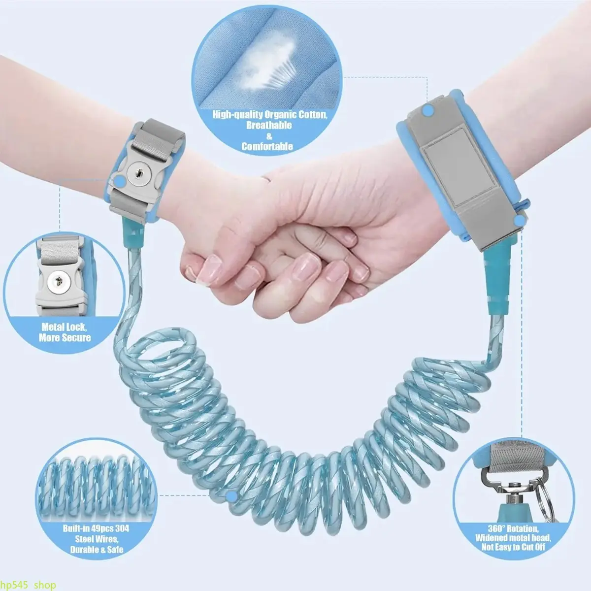 Toddler Anti-Lost Safety Wristbands - Adjustable Cotton Retractable Leash with Secure Keylock, 360-Degree Rotating Connector, Double-Layered Wrist Protection, 1.5M Break-Resistant Gear for Playgrounds & Parks