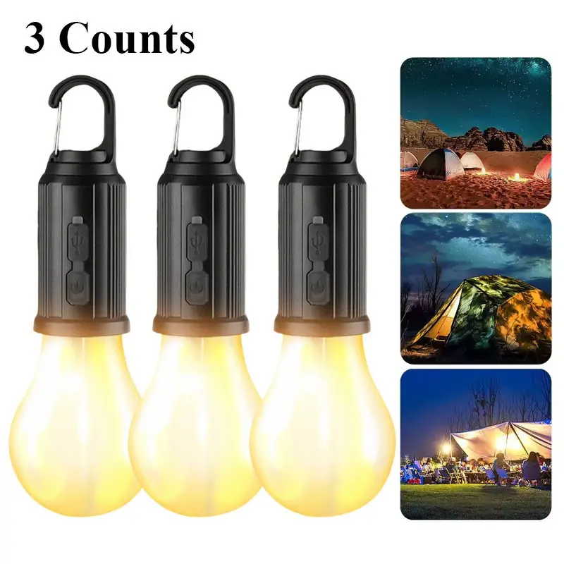 3-Pack LED Solar Camping Lights, 400mah 100lm Retro Tent Light with Hook, 3 Modes, Portable Lantern Night Lamp for Hiking Outdoor Lighting Camping Lanterns