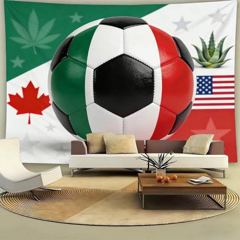 1 pc microfiber FIFA World Cup Soccer Ball Tapestry Wall Hanging Colorful Flag Print Home Decor for Living Room Dining Room Bedroom Outdoor Holiday Decorations Enhance Atmosphere Tapestry Background Cloth Hanging Cloth Wall Cloth Decorative Cloth