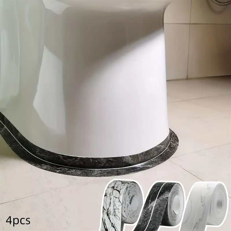 4 rolls of self-adhesive PVC caulking tape-waterproof, easy to use and durable sealant, suitable for bathroom, kitchen, countertop-ideal choice for home decoration and bathroom sealant | Easy to use tape | PVC caulking tape