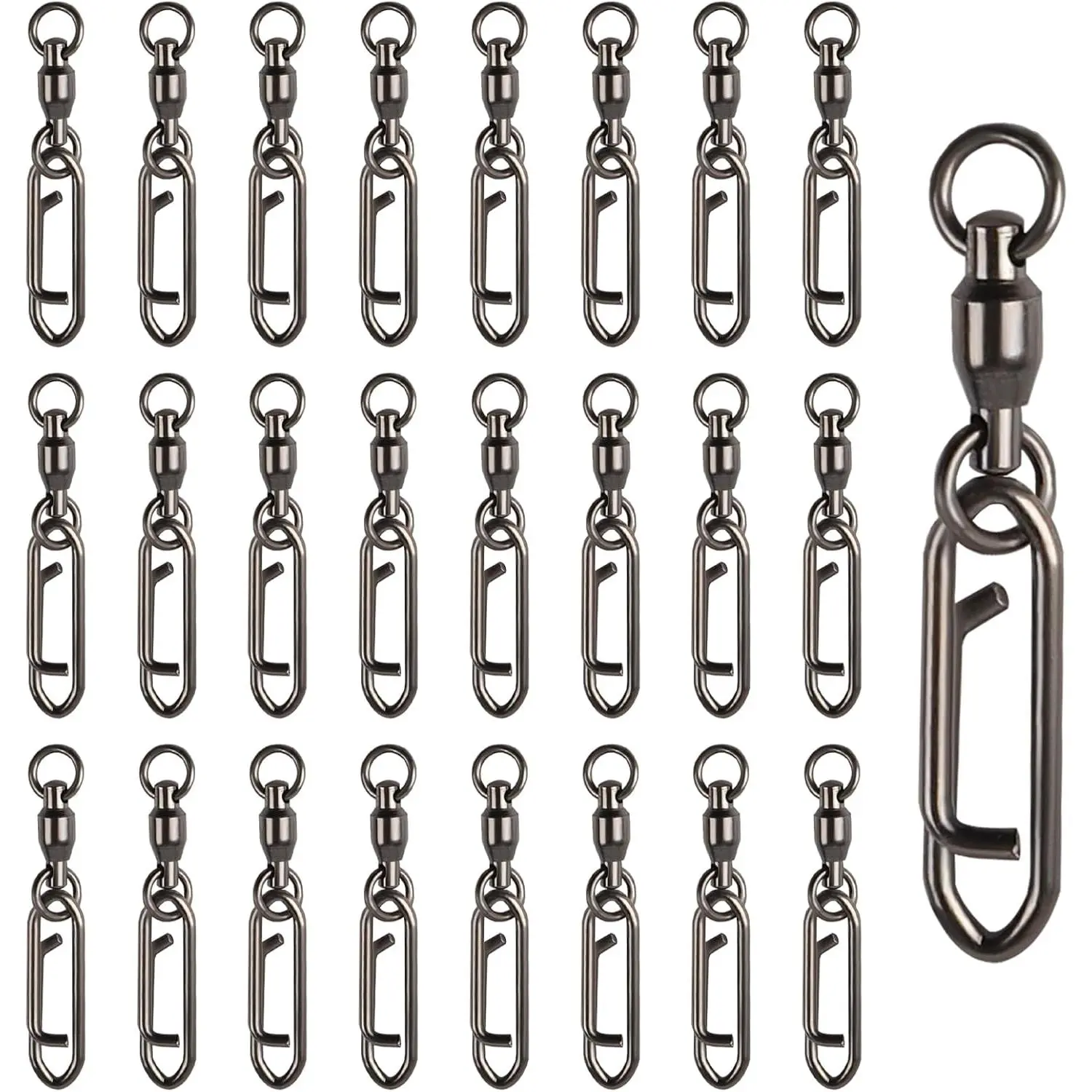 25Pcs Fishing Speed Clips for Fishing Lures Quick Change Fishing Snap Ball Bearing Swivel Power Clips Top Water Speed Clips Freshwater Saltwater Crankbait Popper Lure Quick Snaps Connector Tackle 44lb