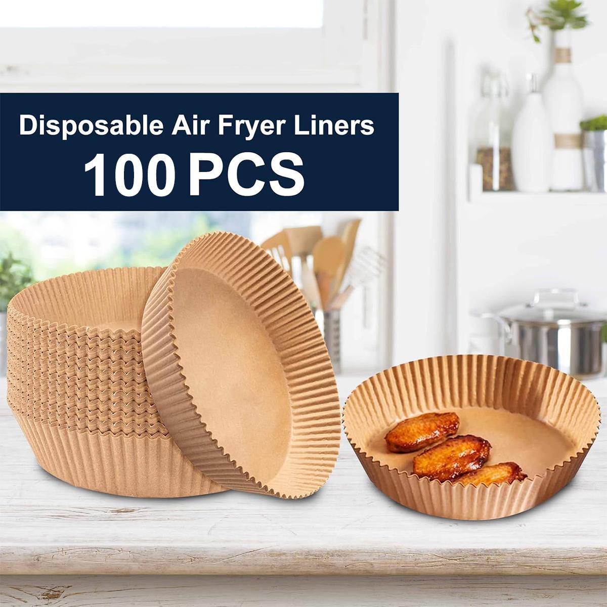 Air Fryer Paper Liners, 100Pcs Parchment Paper, Air Fryer Liners Disposable for Microwave, Non-Stick Air Fryer Liner Square Free of Bleach (6.3IN) Baking Supplies Kit Bakeware