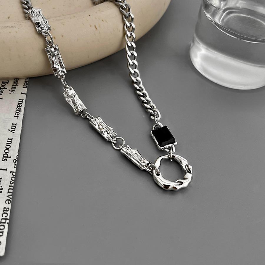 Titanium steel splicing necklace men's non-fading trendy design high-end sense personality versatile women's new accessories