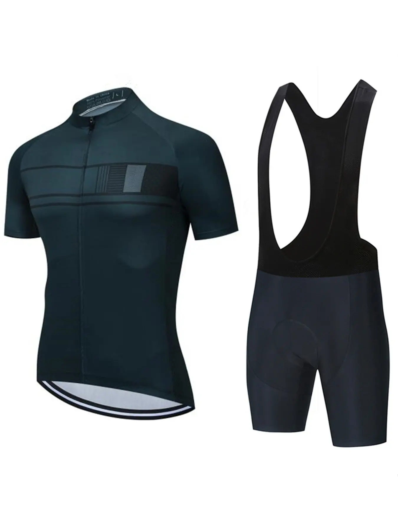 Men's Cycling Short Sleeve Set, Breathable Sportswear, Road Bike Shirt, Three Back Pockets, Round Neck, Geometric Print, All Seasons