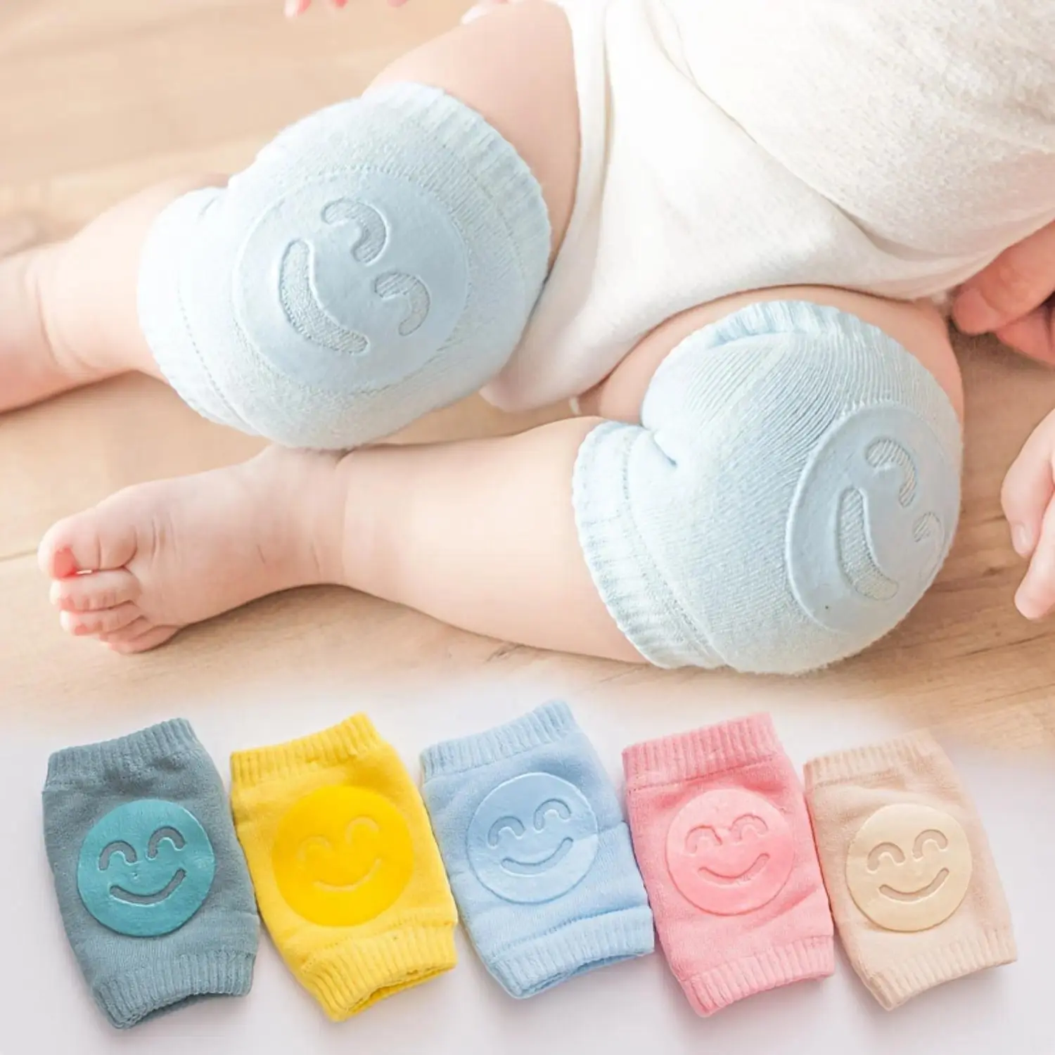 Kids 4-Piece Non-Slip Knee Pads Set, Kids Accessories for Crawling, Thick Soft Contoured Fit, Fall Protection, Durable Gentle Safeguard