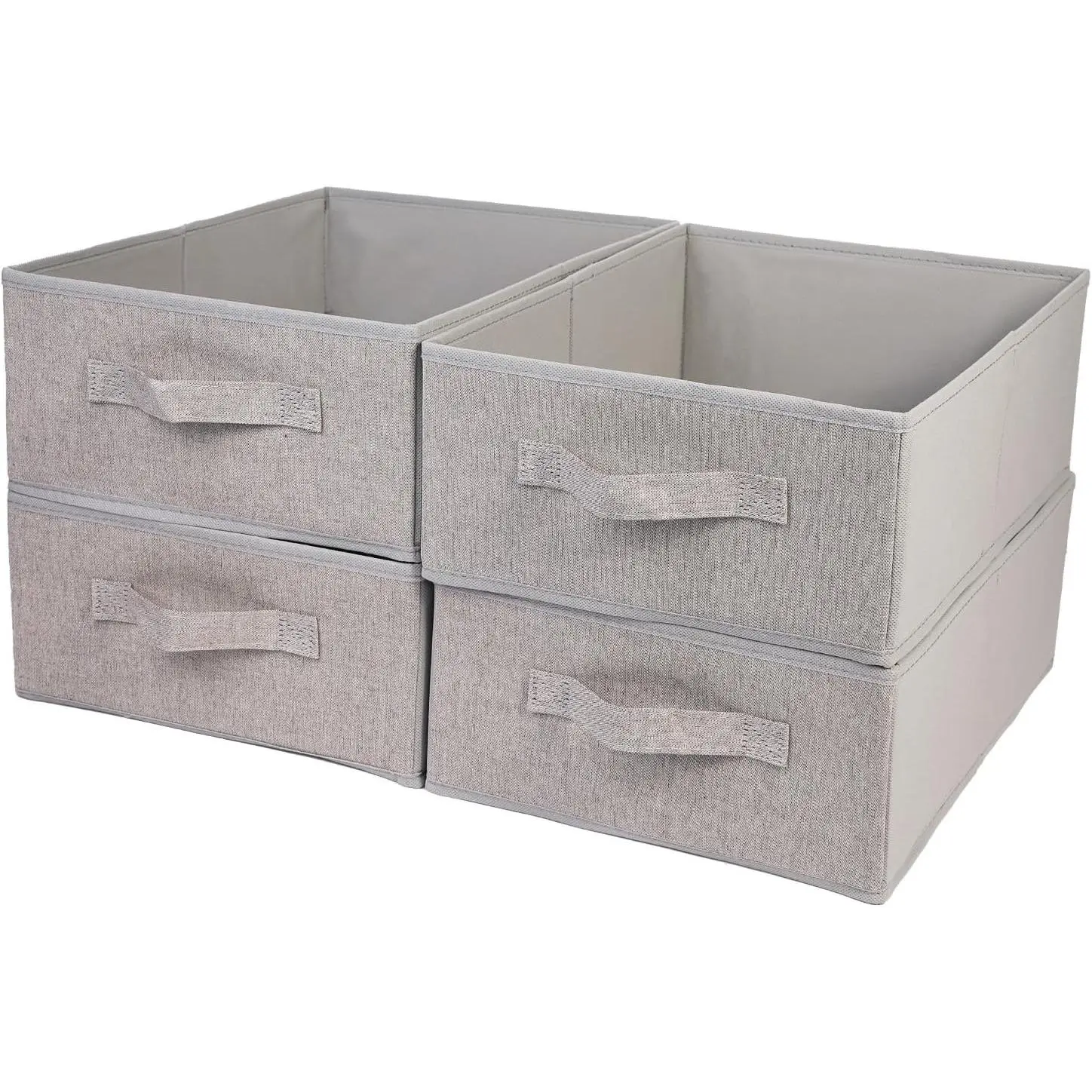 Clothings Collapsible Storage Bins, Foldable Drawer Organizers Closet Storage Baskets Cube Storage Bin for Bedroom Living Room (4 Pack, Grey, 15.4x11.4x5.5inch)