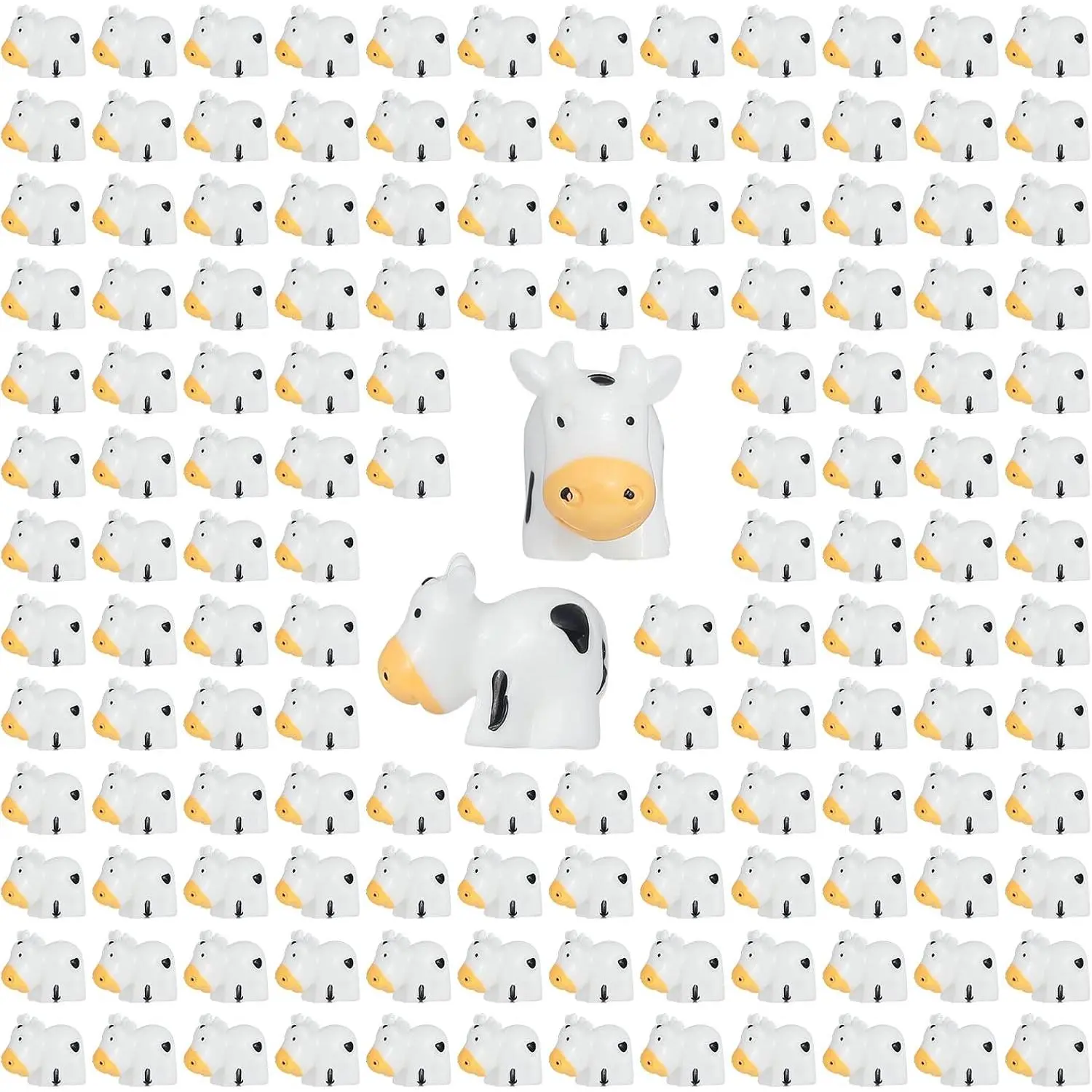 100 Pcs Mini Cows Figurines Miniature Resin Cows Animal Figurines Set for Decorating Outdoor Micro Landscape Mini Fairy Gardens, Potted Plant Accessories and Creative DIY Props