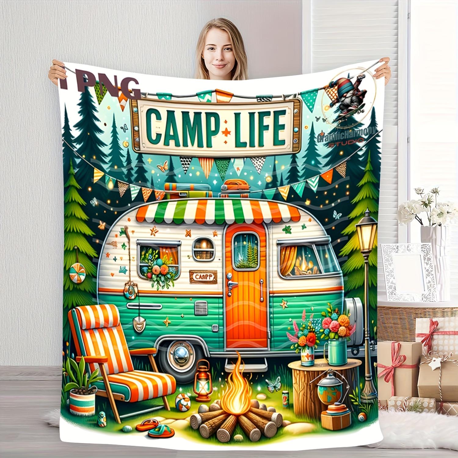 1pc Of Comfortable Luxury Camping-Style Design Flannel Blanket All-Season Comfort Suitable As A Warm Cozy Blanket For Home Sofas, Bedding, Office Napping, Travel, And Camping, Perfect As A Gift For Friends And Family 1pc Of Comfortable Luxury Camping-Style Design Flannel Blanket All-Season Comfort Suitable As A Warm Cozy Blanket For Home Sofas, Bedding, Office Napping, Travel, And Camping, Perfect As A Gift For Friends And Family