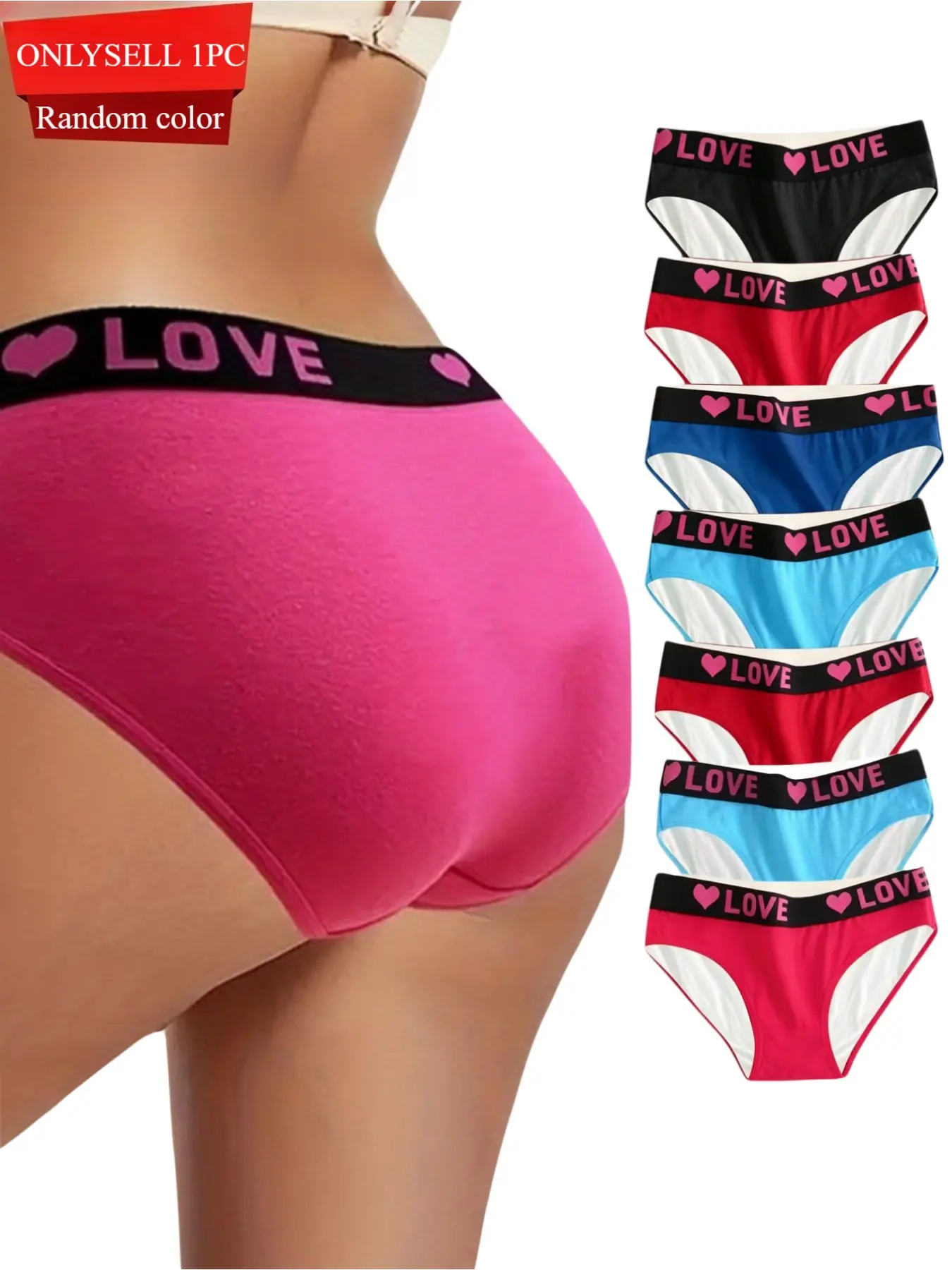 7pcs colors, 1 piece at random. Soft and comfortable mid-rise panties, breathable and skin-friendly. Multiple colors for free matching, comfy and stretchy. Opaque close-fitting design with full of fun elements