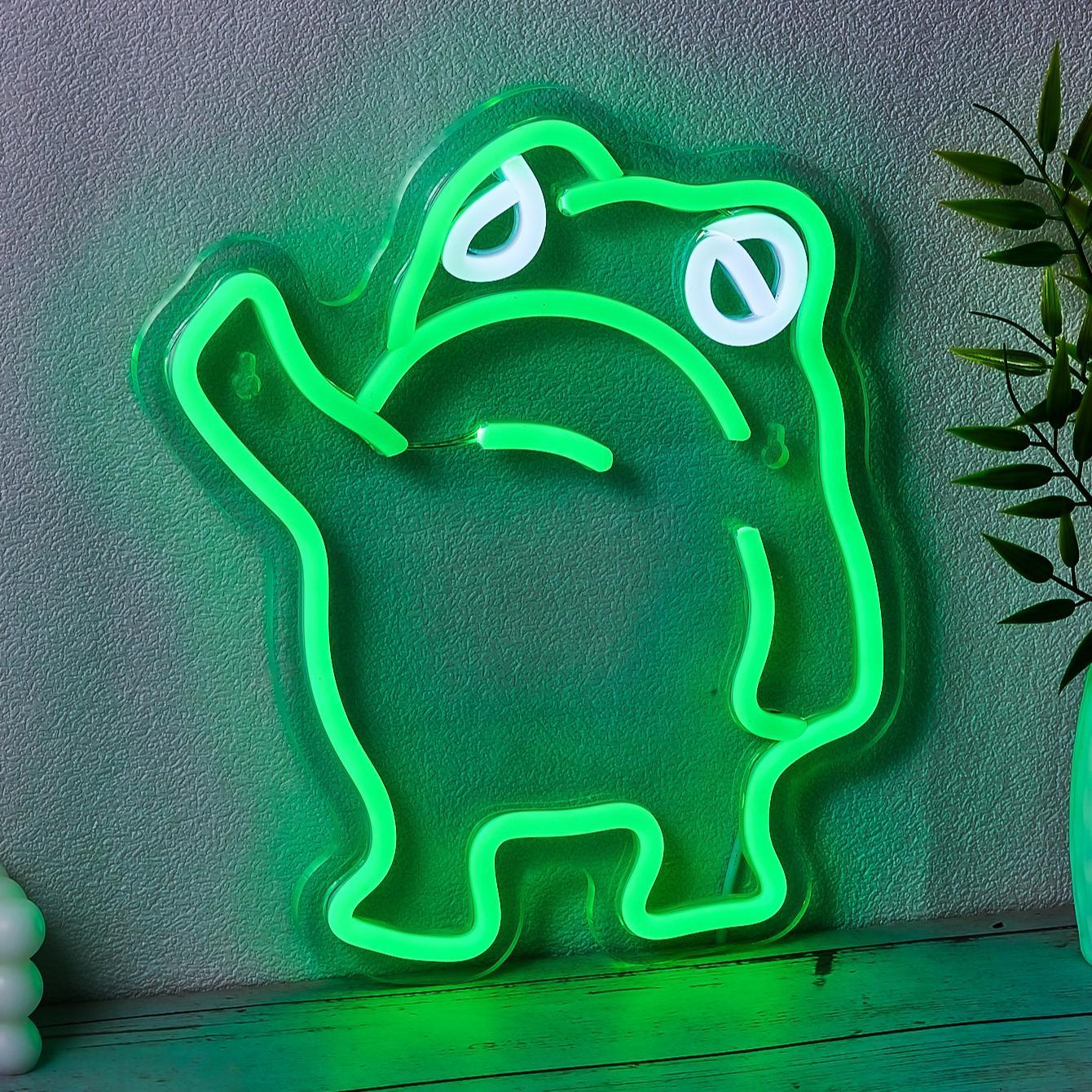 Cute Cartoon Frog Design Neon Sign, 1 Count USB Powered LED Neon Light, Decorative Neon Sign For Home Party Decoration