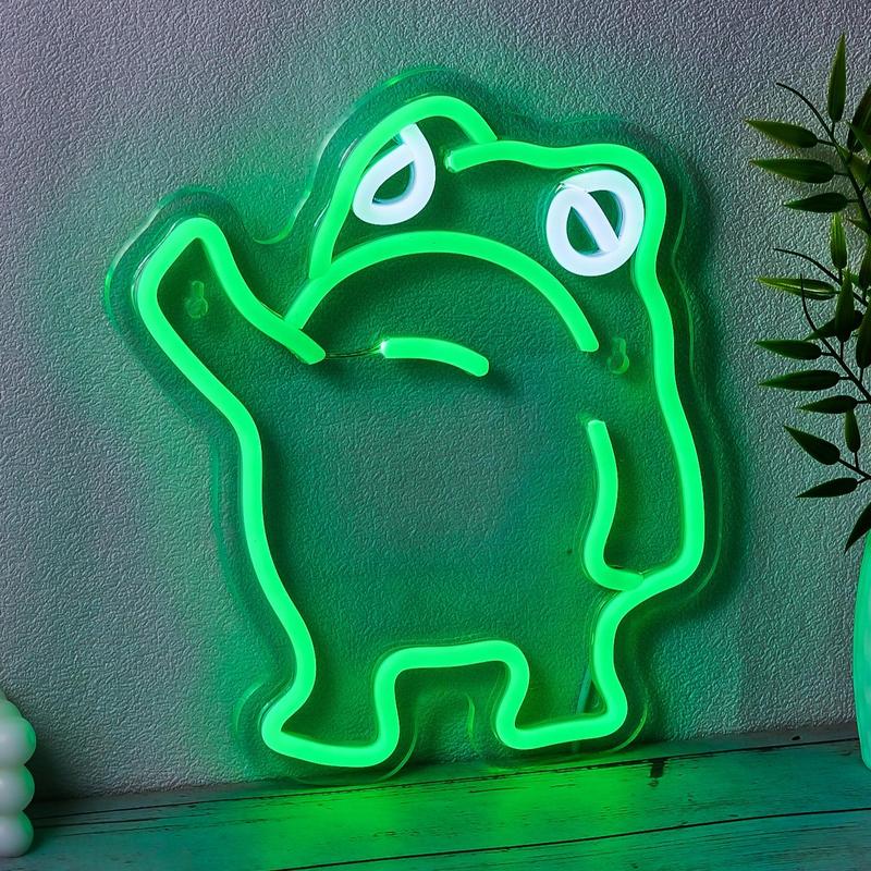 Cute Cartoon Frog Design Neon Sign, 1 Count USB Powered LED Neon Light, Decorative Neon Sign For Home Party Decoration