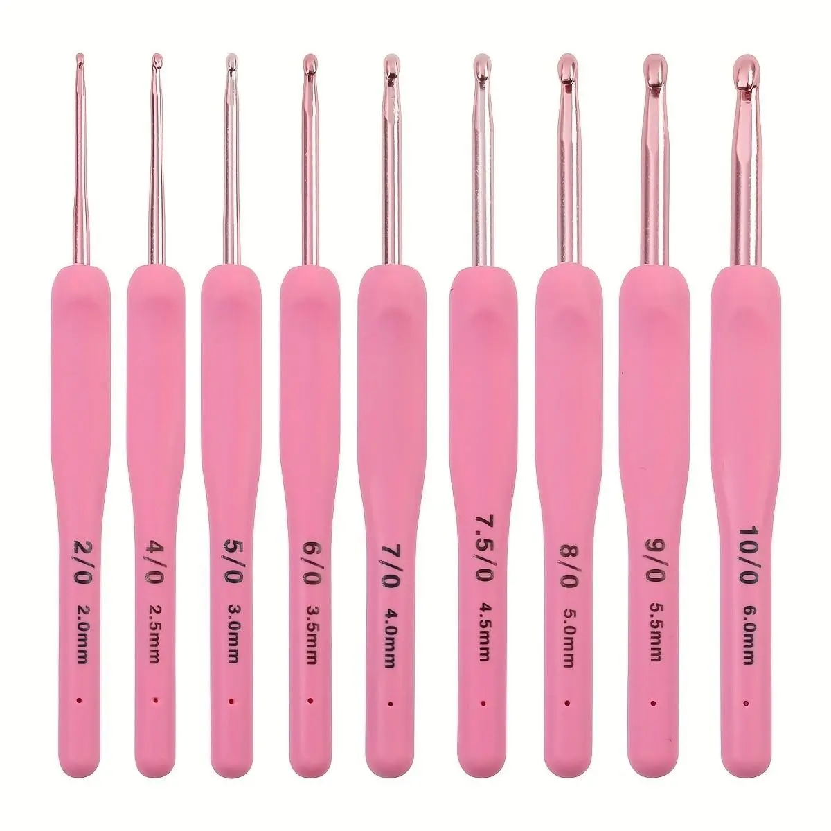 9Pcs Ergonomic Crochet Hook Set, Pink Soft Grip Knitting Needles 2.0-6.0mm, Beginner Friendly Yarn Craft Tools for Scarves, Gloves, Hats & All Knitting Projects