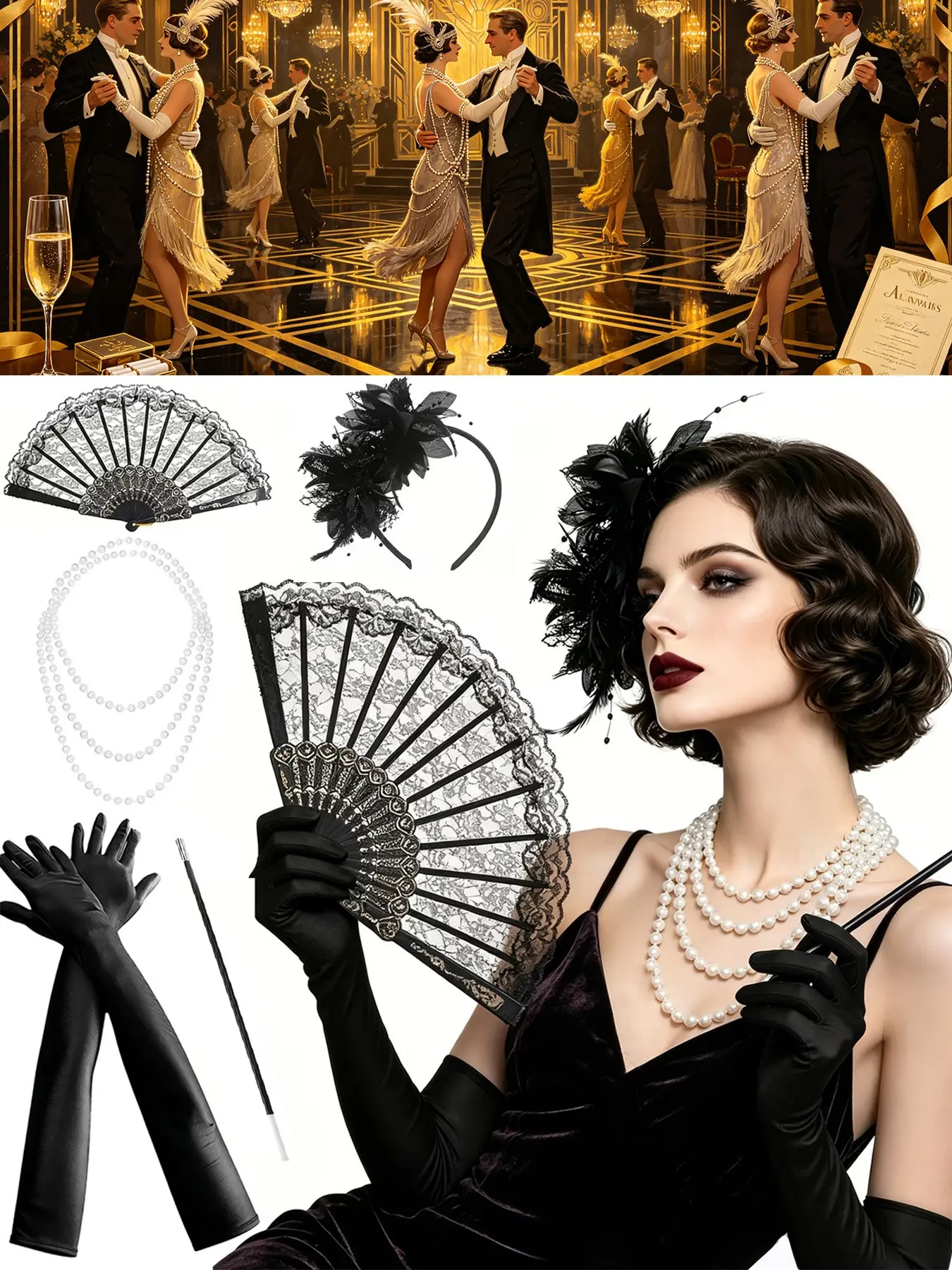 5pcs 1920s Vintage Party Feather Hair Accessories Set, Retro Dance Halloween Evening Gown Decor, Costume Props for Theme Parties
