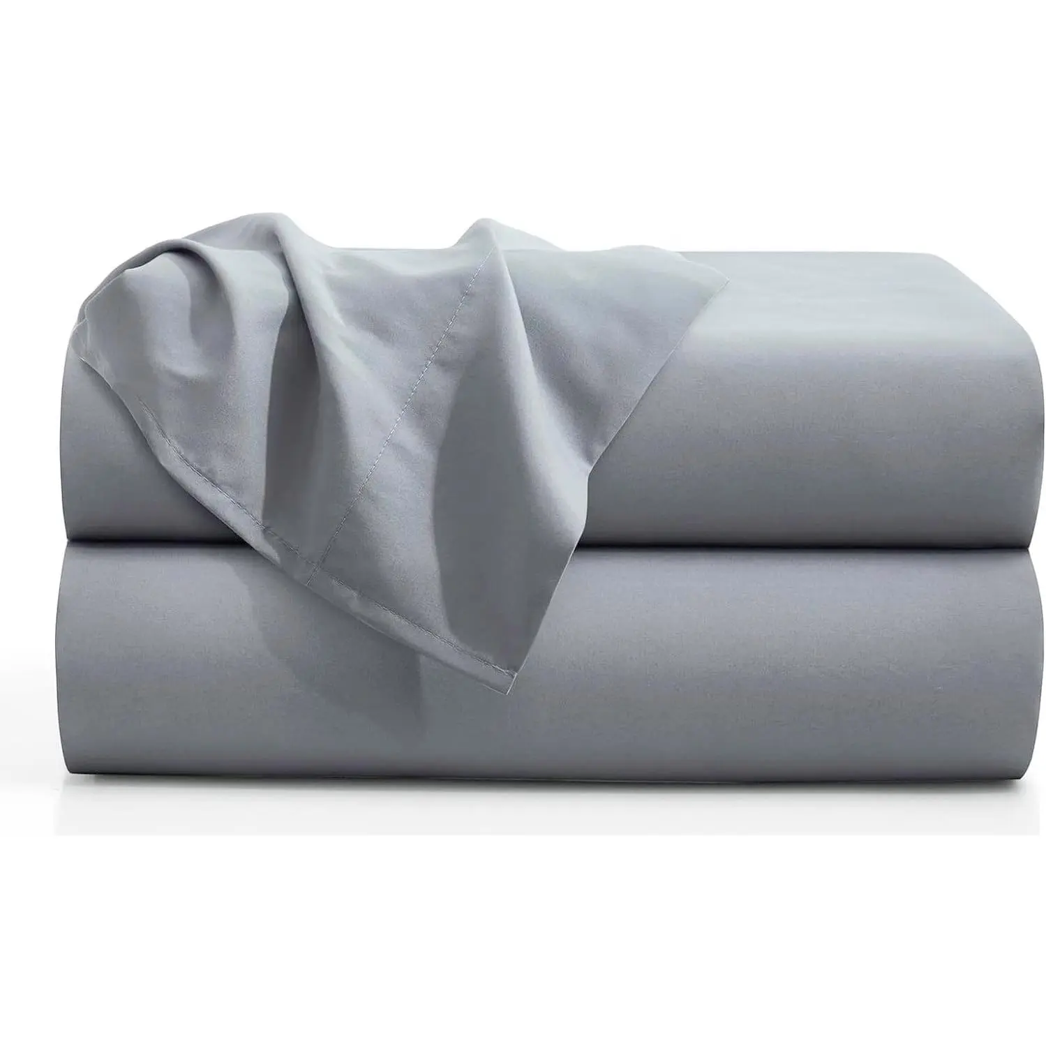 Microfiber  Bedding Flat Sheet, Ultra Soft and Wrinkle, Fade, Stain Resistant Top Sheet (Gray, -2 Pack)