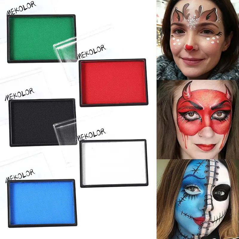 Black red white strip face paint 30g each, vivid easy-to-wash body paint for rainbow makeup, ideal for Halloween, festival party and stage creative face painting, Face Body Cosmetic.