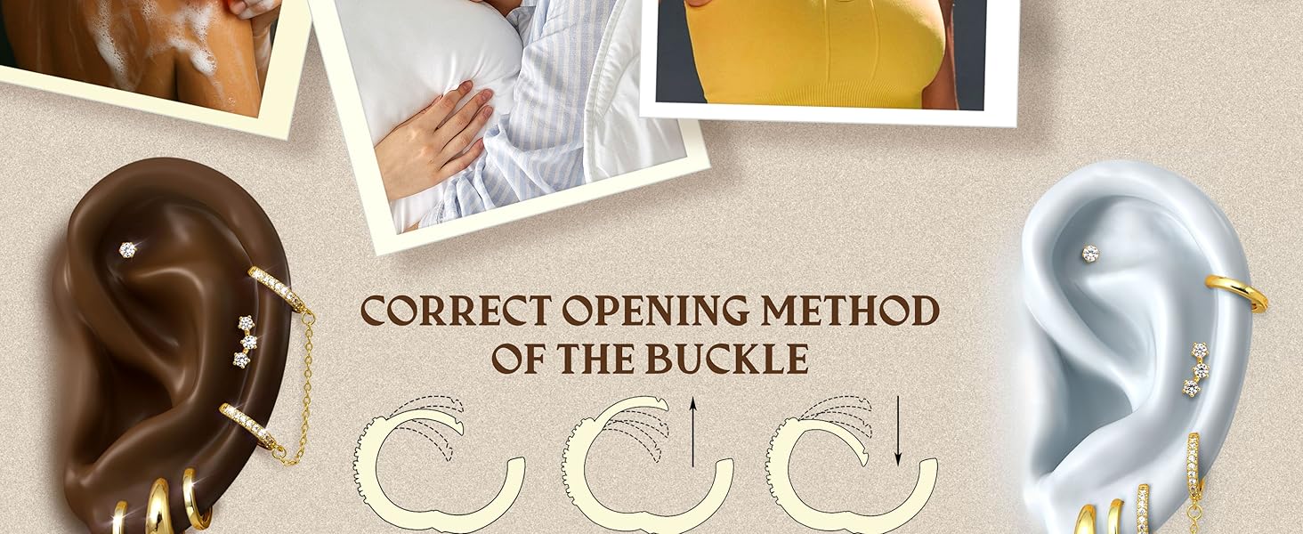 MILACOLATO 6Pairs Gold/Silver Earrings for Women Hypoallergenic Earrings Surgical Steel Cubic Zirconia Stud Huggie Hoop Cartilage Earring Set Chain Dangle Helix Hoop Earring Stack for Multiple Piercings