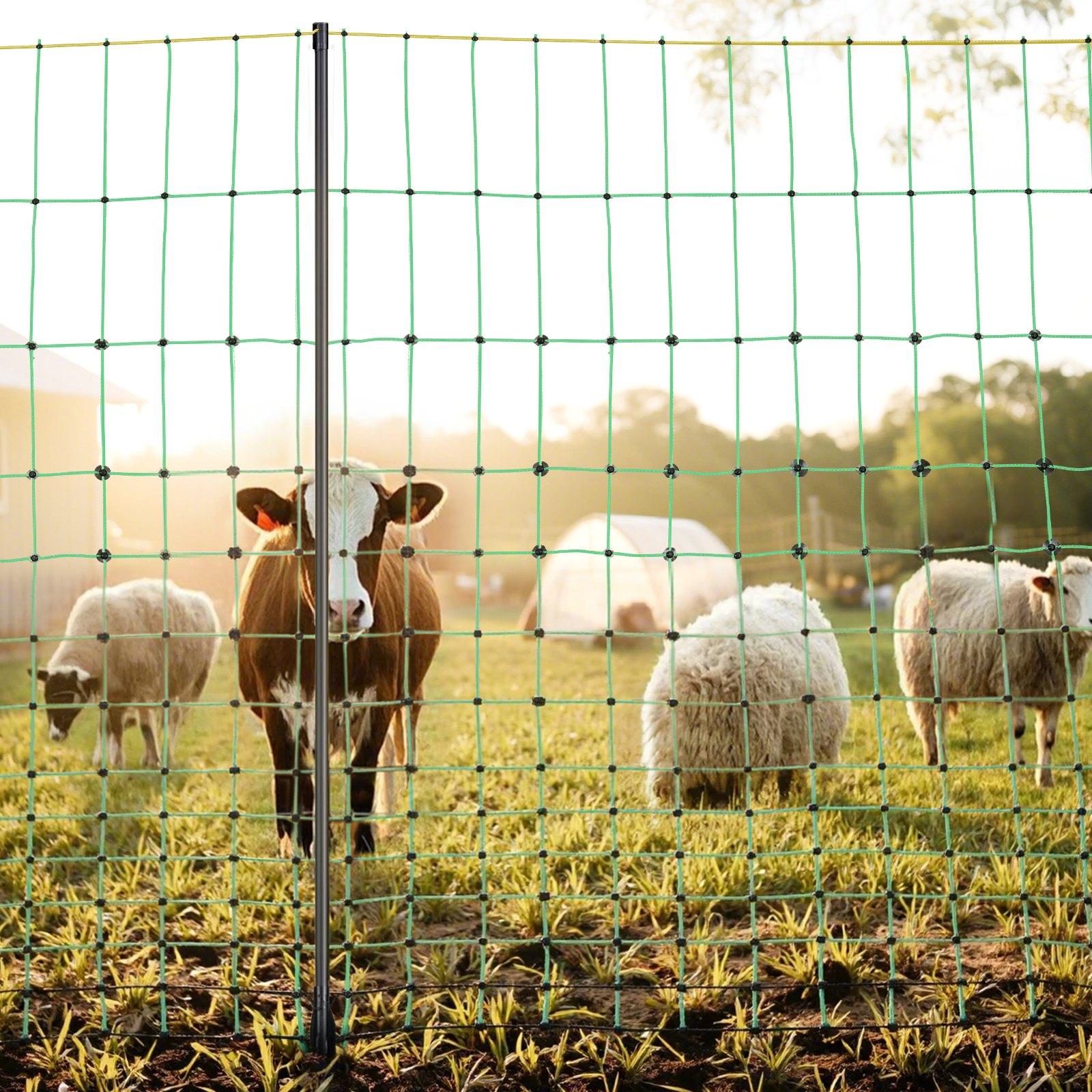 VEVOR Electric Fence Netting, 50" H x 164' L, Livestock Net Fencing with Posts & Stakes, Portable Mesh Nets for Goats, Sheep, Deer, Hogs, Dogs, Electric Fencing for Backyards, Gardens, Farms, Ranches VEVOR Electric Fence Netting, 50" H x 164' L, Livestock Net Fencing with Posts & Stakes, Portable Mesh Nets for Goats, Sheep, Deer, Hogs, Dogs, Electric Fencing for Backyards, Gardens, Farms, Ranches