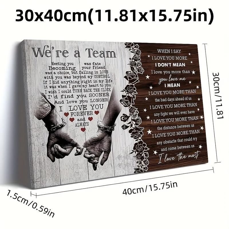 1pcs 30x40cm (11.81x15.75in) Wooden With Frame Couple Canvas, I Love You Couple Gift, Meeting You Was Fate Canvas, Gift For Lover Birthday Anniversary Couple Lover Canvas Decor Ornaments