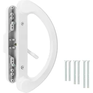 Sliding Patio Door Handle Pull Set, White Diecast Non-Keyed Gate Handle Set for Mortise Lock Style Glass Door, Replacement Handle for Sliding Glass Door Fits 3-15/16” Hole Spacing