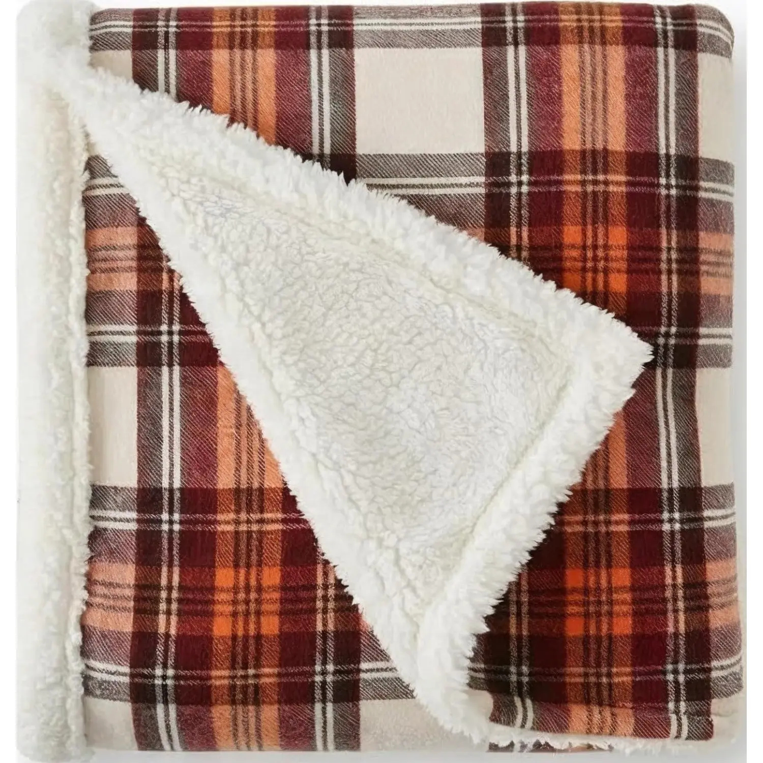 Sherpa Throw Blanket for Couch – Ultra Soft Reversible Fleece & Plush Sherpa Blanket, Warm Cozy Plaid Throw Blanket for Sofa, Bed, Living Room, Cabin Decor