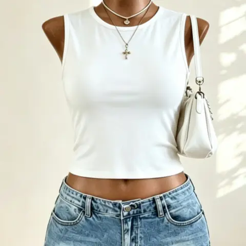 Women's Fashion Summer Chic Sexy Round Neck Sleeveless Backless Asymmetrical Tie Knit Top, Street Style Solid Plain Color Women's Clothing
