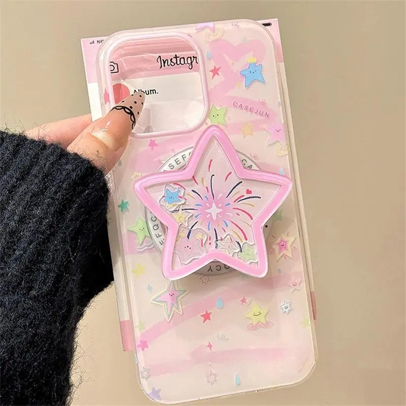 Korean Cute Quicksand Shake Star Magnetic Holder Phone Stand GripTok Grip Tok Support For iPhone 16 15 For Magsafe Accessories
