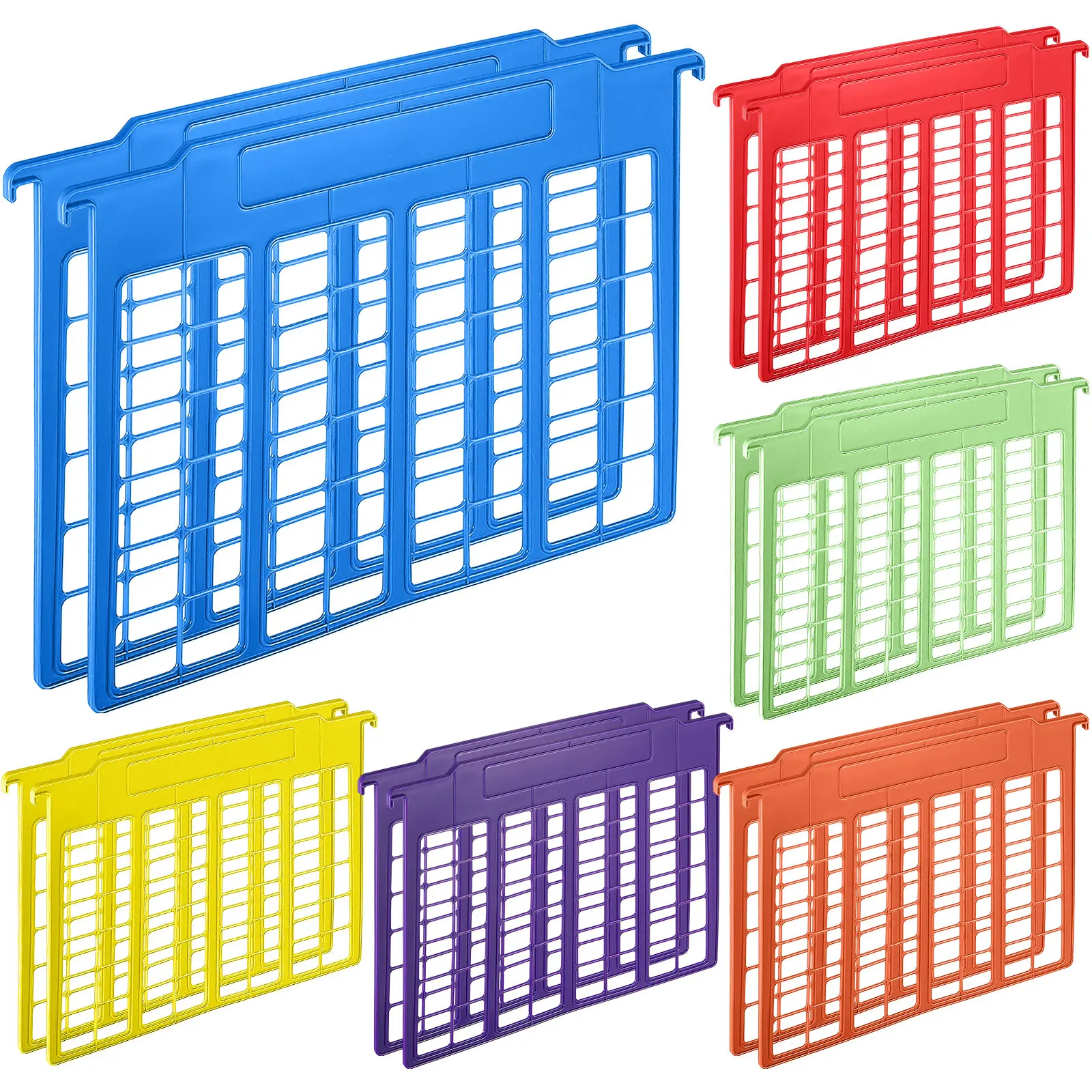 8Pack File and Folder Dividers 11 X 6 Inches Hanging Filing Cabinet Dividers Plastic Folder Organizer Insertable File Separators Office Filing Supplies for Organization (Rainbow Color)
