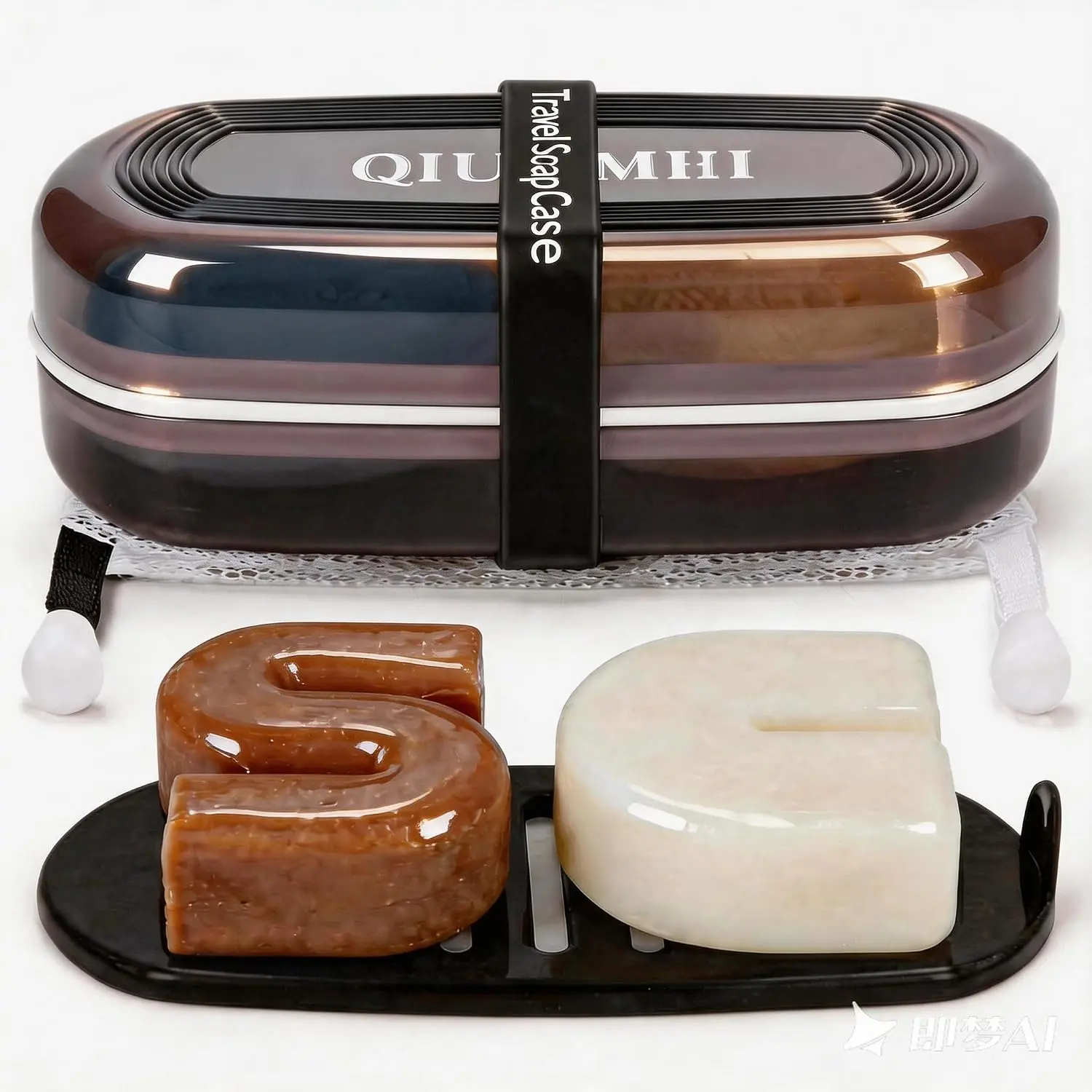 Travel Soap Box,soap Bar Holder Dish Container Case with Soap Bag &  Band, Sealing Leak Proof Portable, for Bathroom/Camping/Gym/Business Trip (Black)