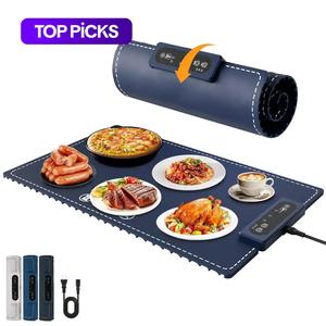 kitchen countertop warmer, 1 count silicone electric hot plate, temperature adjustable rollable food warmer for family dining parties and daily use, gift