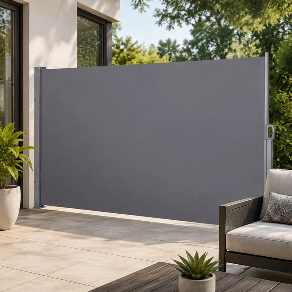 ARCH Retractable Side Screen Awning - 118x63in UV Resistant Waterproof Polyester Sun Protection Canopy, Dark Grey Metal Frame Manual Adjustable All Weather Outdoor Patio Shade for Balcony, Courtyards, Gardens, 16.22lb
