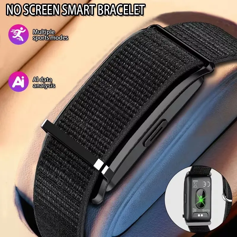 Unisex Smart Watch Band, Lightweight Fitness Tracker, Nylon Strap, Waterproof, Step Counter, Calorie Monitor, Sleep Tracking, Outdoor Use, Screenless No Screen Smart Wrist Band