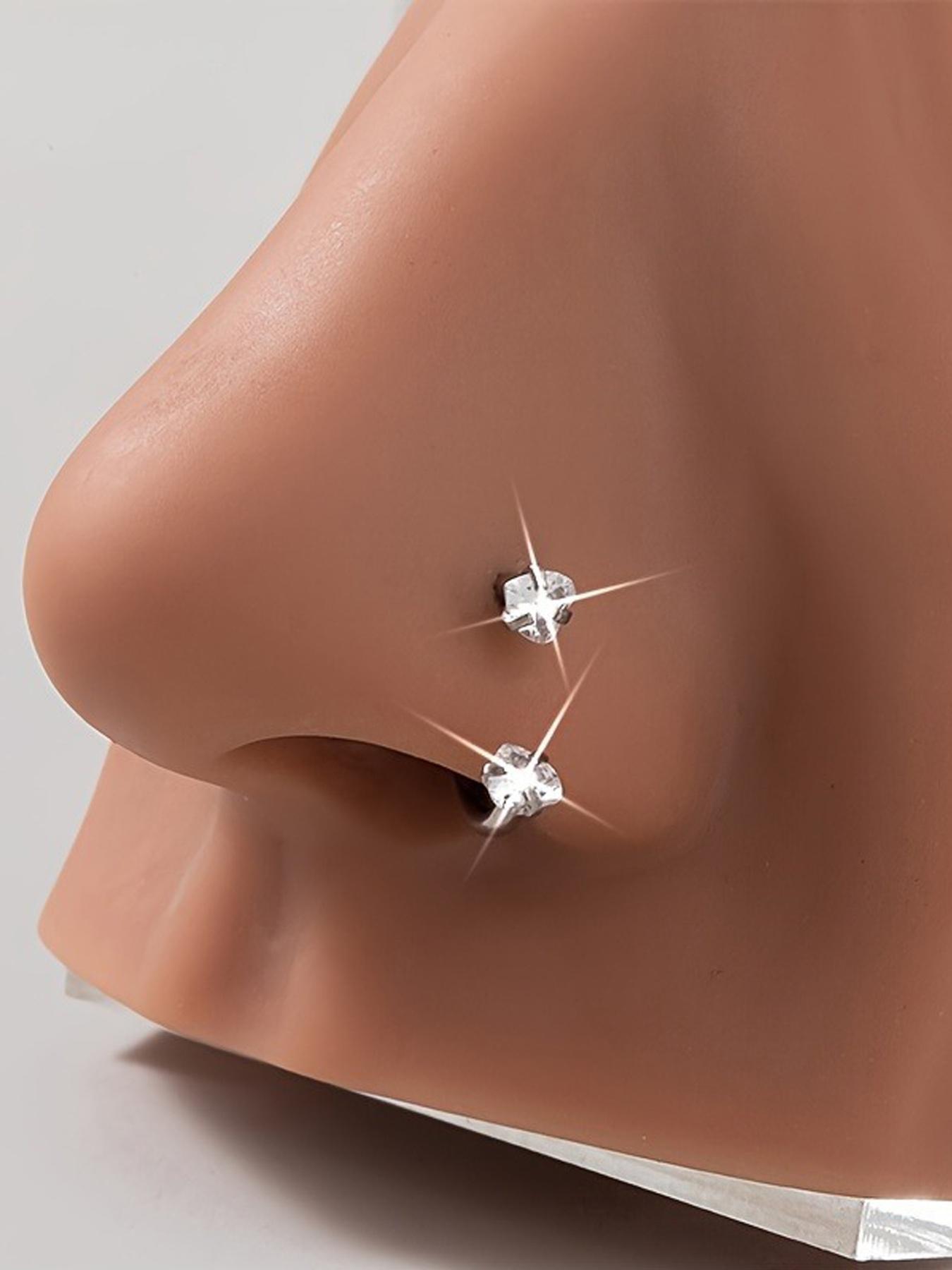 Heart Shaped Rhinestone Decor Nose Ring, Stainless Steel Nose Ring, Fashionable Body Jewelry for Women & Girls, Trendy All-match & Exquisite Jewelry for Birthday Gift, Nose Piercing Jewelry