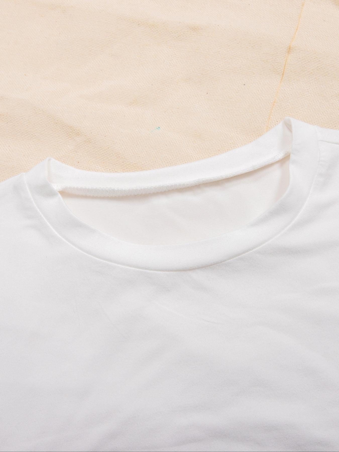 Women's Solid   Tee, Casual Slim-fitting Short Sleeve T-shirt, Ladies Summer Clothes for Daily Wear