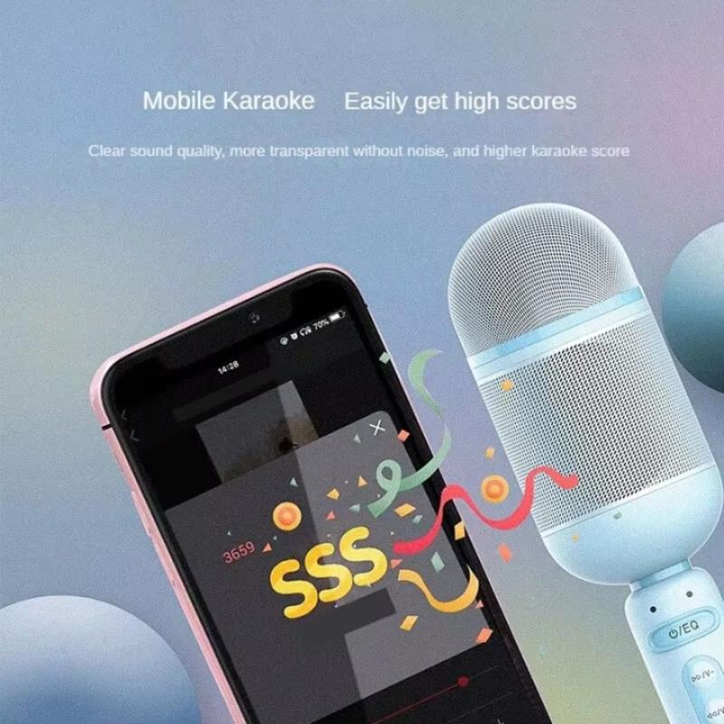 Portable Mini Karaoke Machine, Wireless Speaker with Wireless Microphone, Retro Sound System with Stereo Quality and Bass Boost, Perfect Gift for Boys and Girls