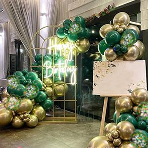 65Pcs Green Gold Balloons Set, Dark Green & Metallic Gold Balloons, Confetti Latex Balloons for Birthday, Graduation, St. Patrick's Day, Jungle Party Decorations
