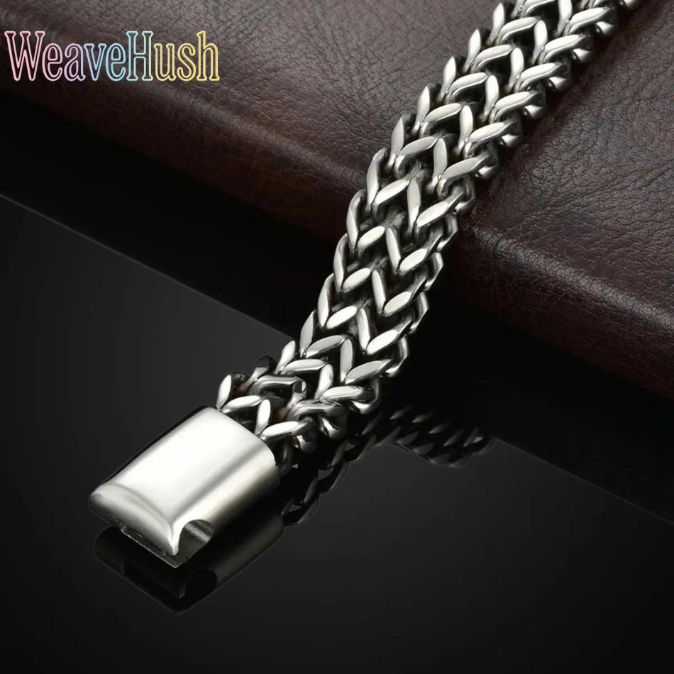 New Design Stainless Steel Braided Double Row Bracelet, Fish Scale & Keel Style Alloy Wristband with Magnetic Buckle, Fashionable Men Women Punk Style Jewelry, Durable Waterproof Daily Wear Bracelet for Street Style, Parties, Gifts & Everyday Fashion Stat