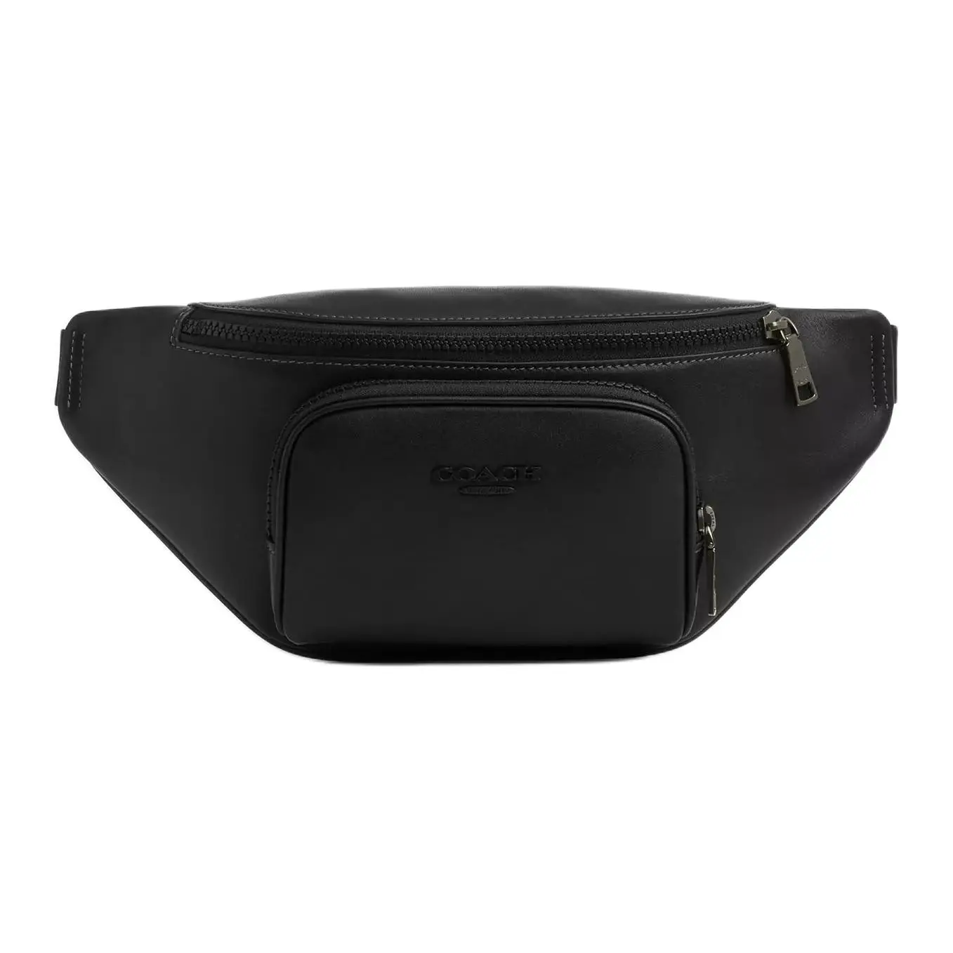 COACH RACER 34 Leather Chest and Waist Bag for Men – Logo Pendant, Large Size, Black