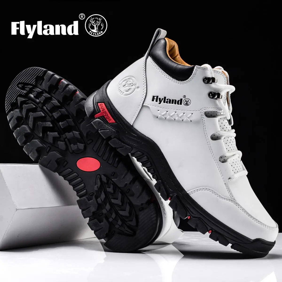 FLYLAND Men's Classical Vintage Genuine Leather Chukka Boots, Comfortable Closed Lace-Up Footwear, Casual Outdoor Walking Dress Shoes (Fathersdaygift)