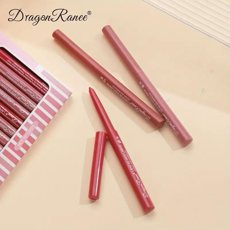 Long Lasting Matte Finish Lip Liner Pencils Set, 12pcs/set Easy Coloring Lipliner Pencil, Lip Makeup Accessories for Girls & Women